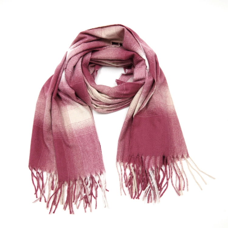 Fashion Winter Plain Solid Woven Cashmere Custom Long Big Scarf with Fringes Woman Shawl