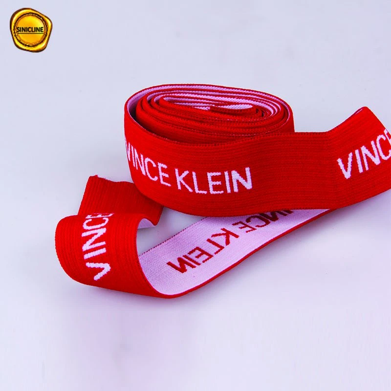 Sinicline Custom Red with White Logo Printed Elastic Ribbon for Sewing