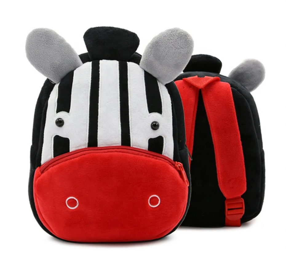 Customized OEM Cute Children Plush Boy Girl 3D Kids Zoo Animal Cartoon Backpack for School