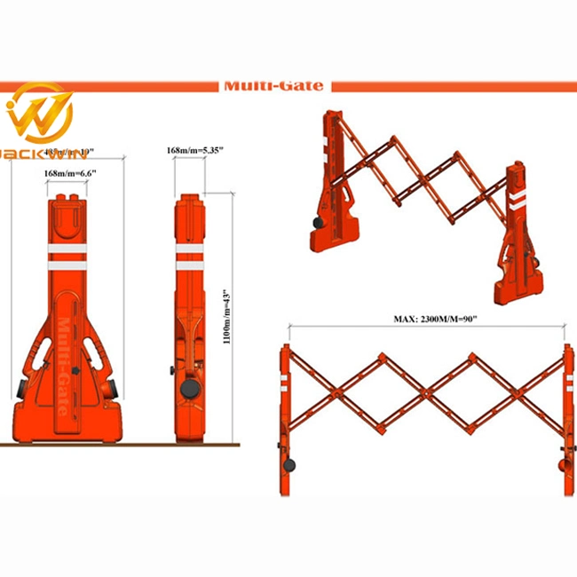 Expandable Barriers Multi-Gate Road Safety Crowd Control Portable Plastic Barrier