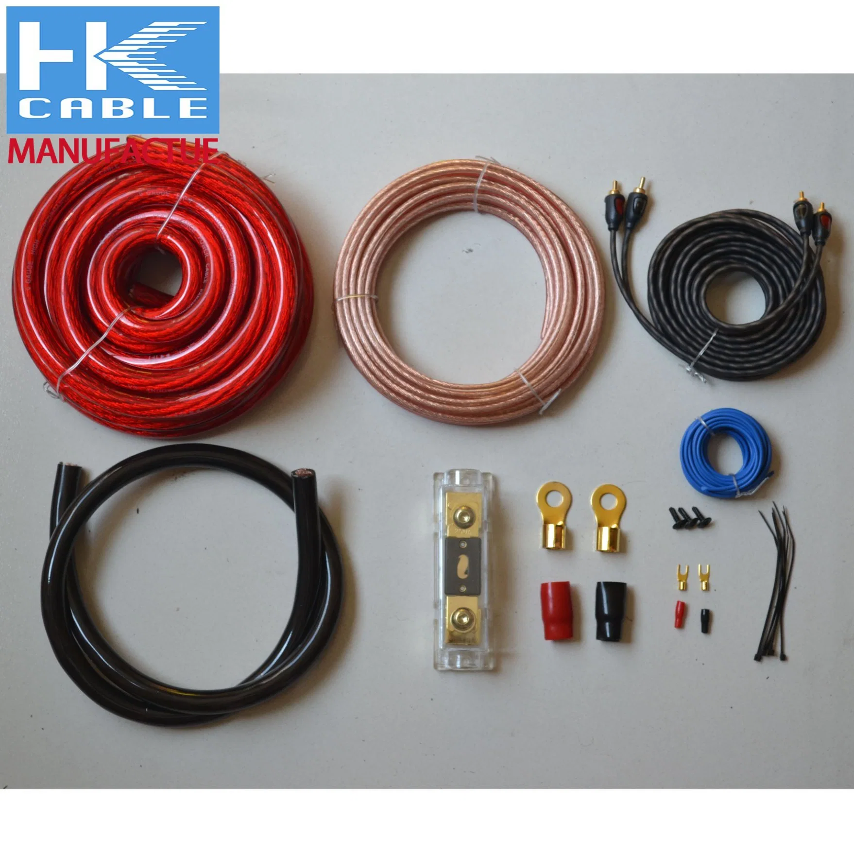 Kit de amplificador de cablagem para áudio automóvel coluna subwoofer do amplificador para automóvel Conjunto de fios do cabo de fusíveis de alimentação do subwoofer, conjunto de linha de áudio de 4,5 m.