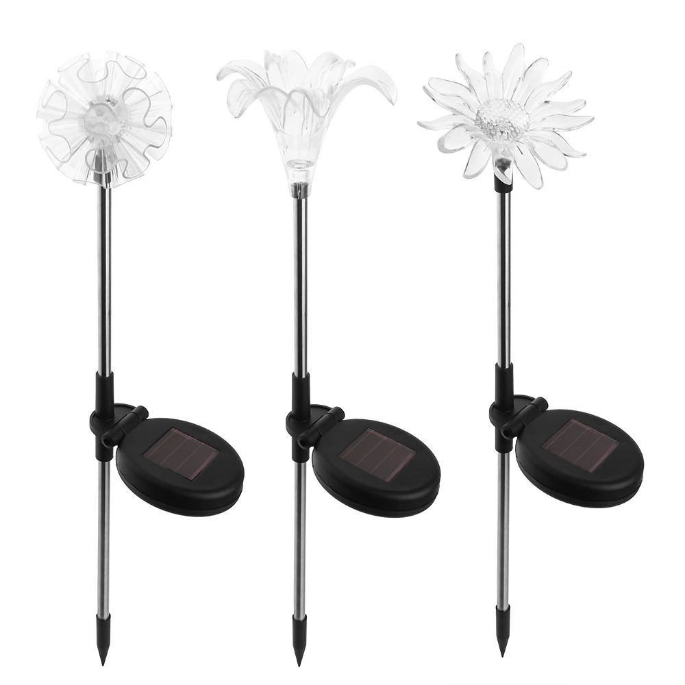 Lumières solaires de piquet, jardin patio extérieur Fleur grandeur nature Fleur Fleur Fleur Dandelion et Lily &amp; Sunflower - ensemble de 3 Esg12024 à couleurs changeantes