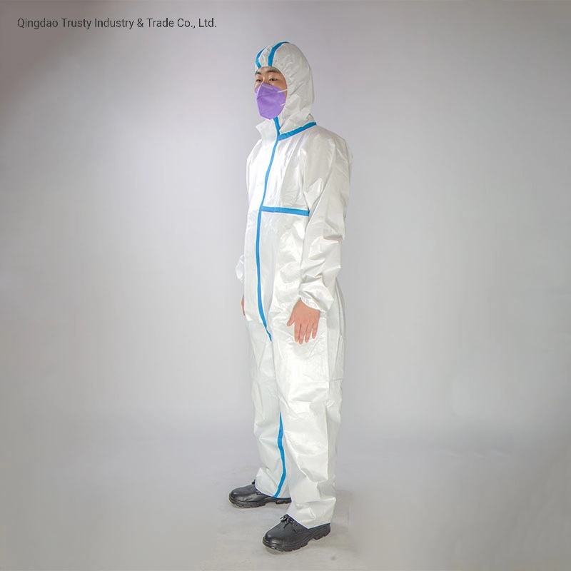 50-70GSM PP+PE Non Woven Disposable Coverall Medical Protective Clothing ISO9001 ISO13485 FDA GB-19082