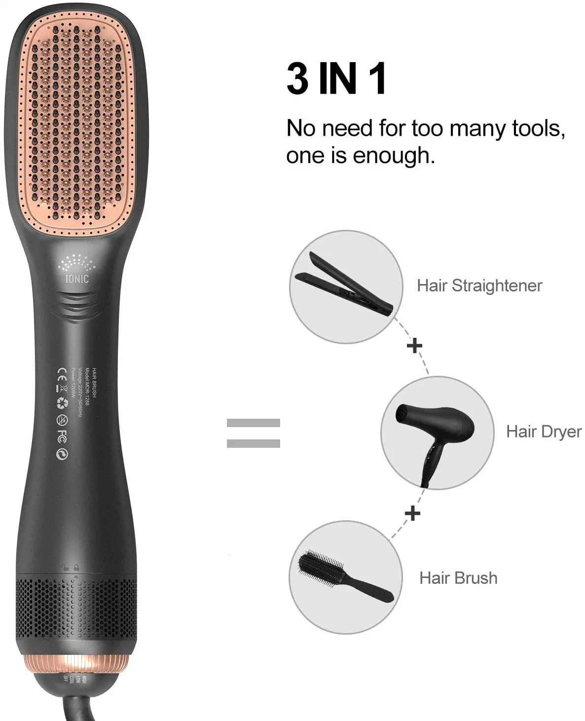 Hair Dryer Brush One Step Hair Dryer and Styler Volumizer with Negative Ion for Reducing Frizz and Static