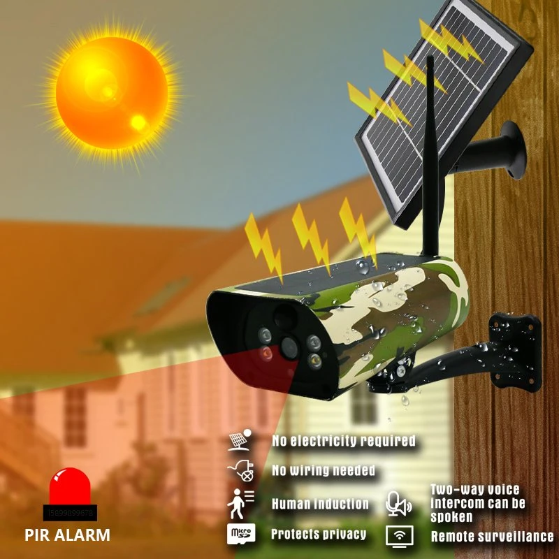 Metal Camouflage WiFi Solar Energy System Outdoor Bullet Camera