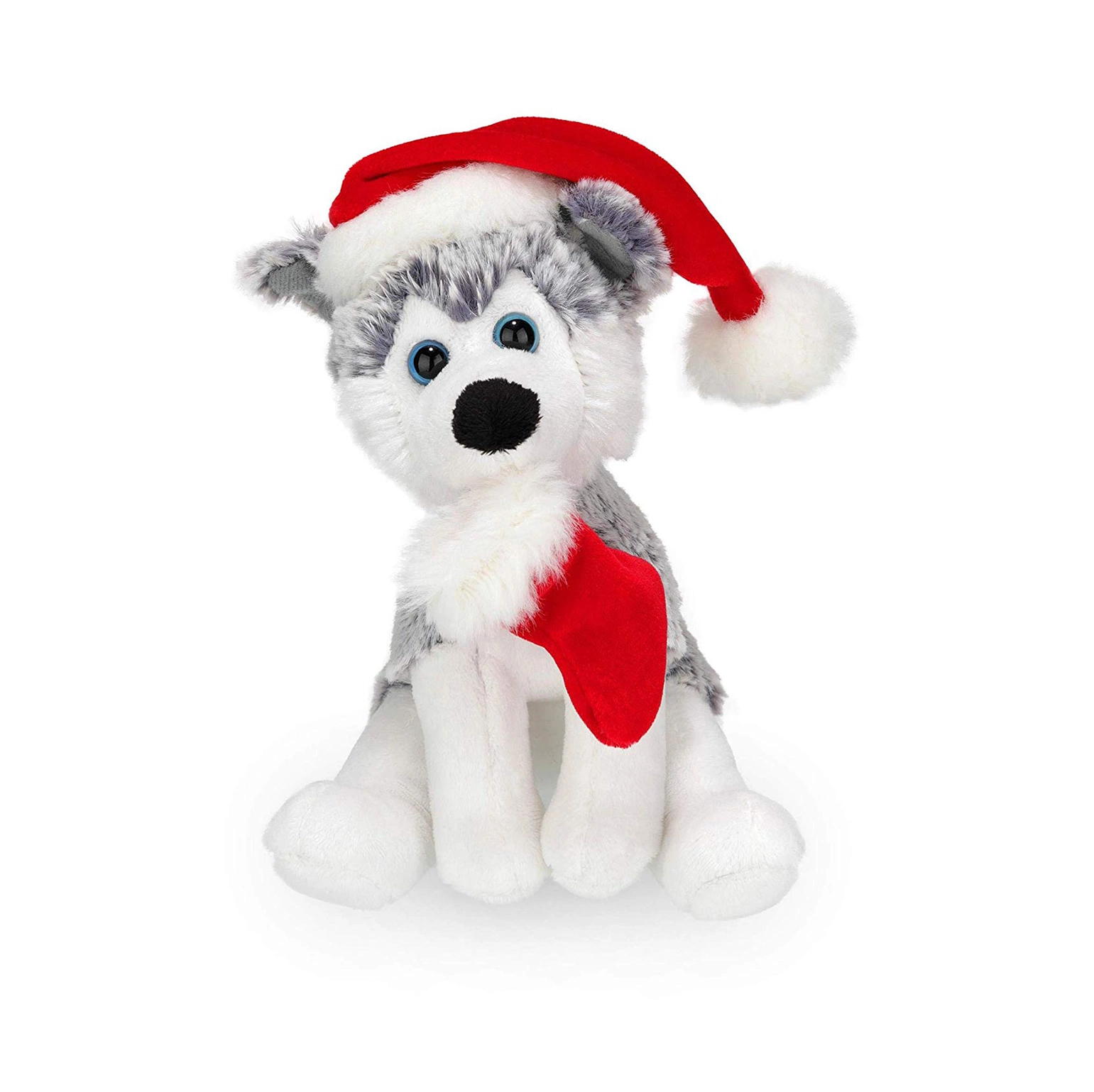 Plush Xmas Dog with Santa Hat Stuffed Doll Toys Holiday Decoration