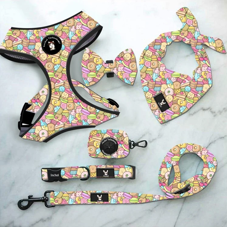 High quality/High cost performance  Pet Supplies Custom Print Dog Harness Belt and Leash Set Dog Accessories Breathable /Epidemic Price