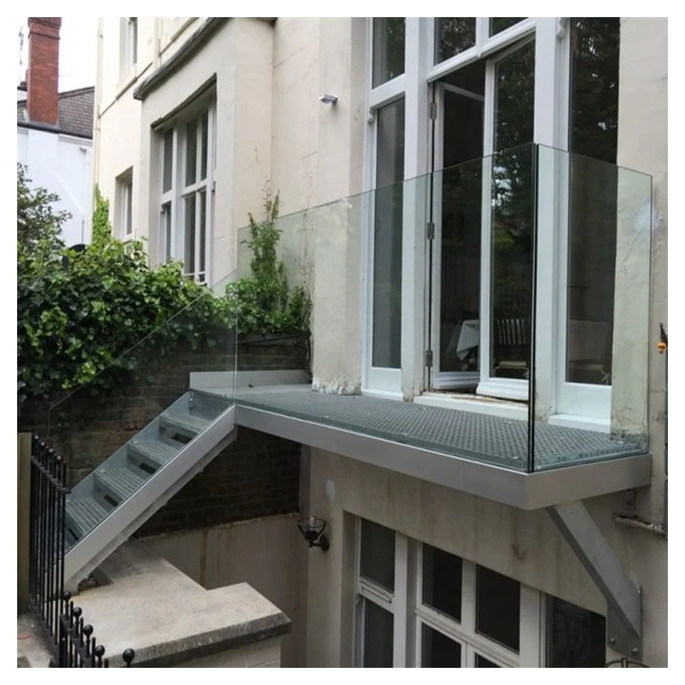 Aluminum U Channel Frameless Glass Balustrade Modern Handrail