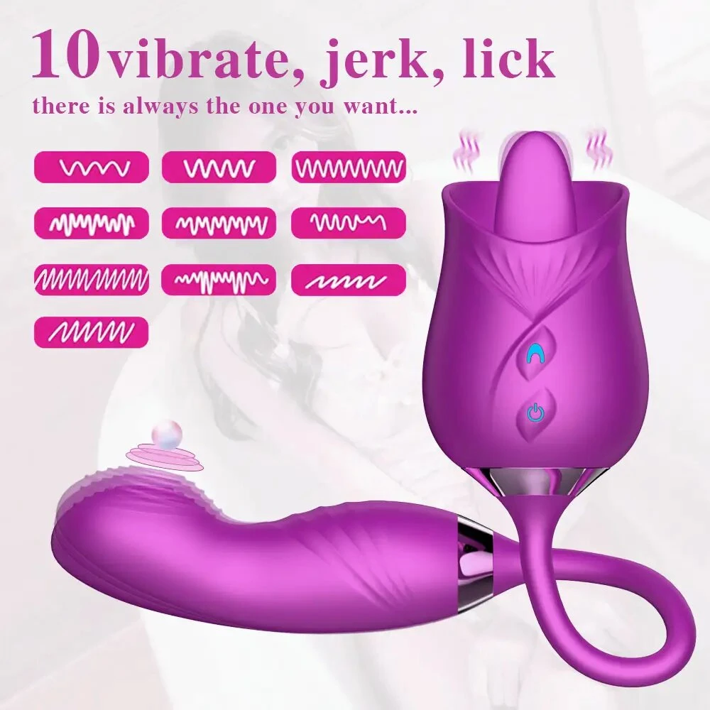 Female Adult Toys Sex Prhot Sale Waterproof Silicone Licking The Clitoris Nipple Stimulator Tongue Licking Rose Tongue Licking Vibrator Egg Masturbator Sex Toys