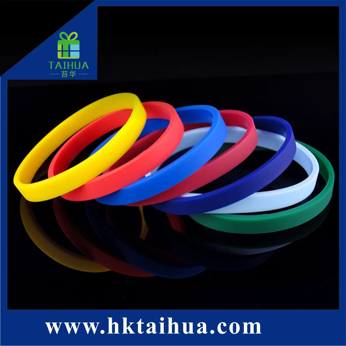 1/4 Inch Thin Silicone Bracelet Wristband with Custom Logo for Promotion