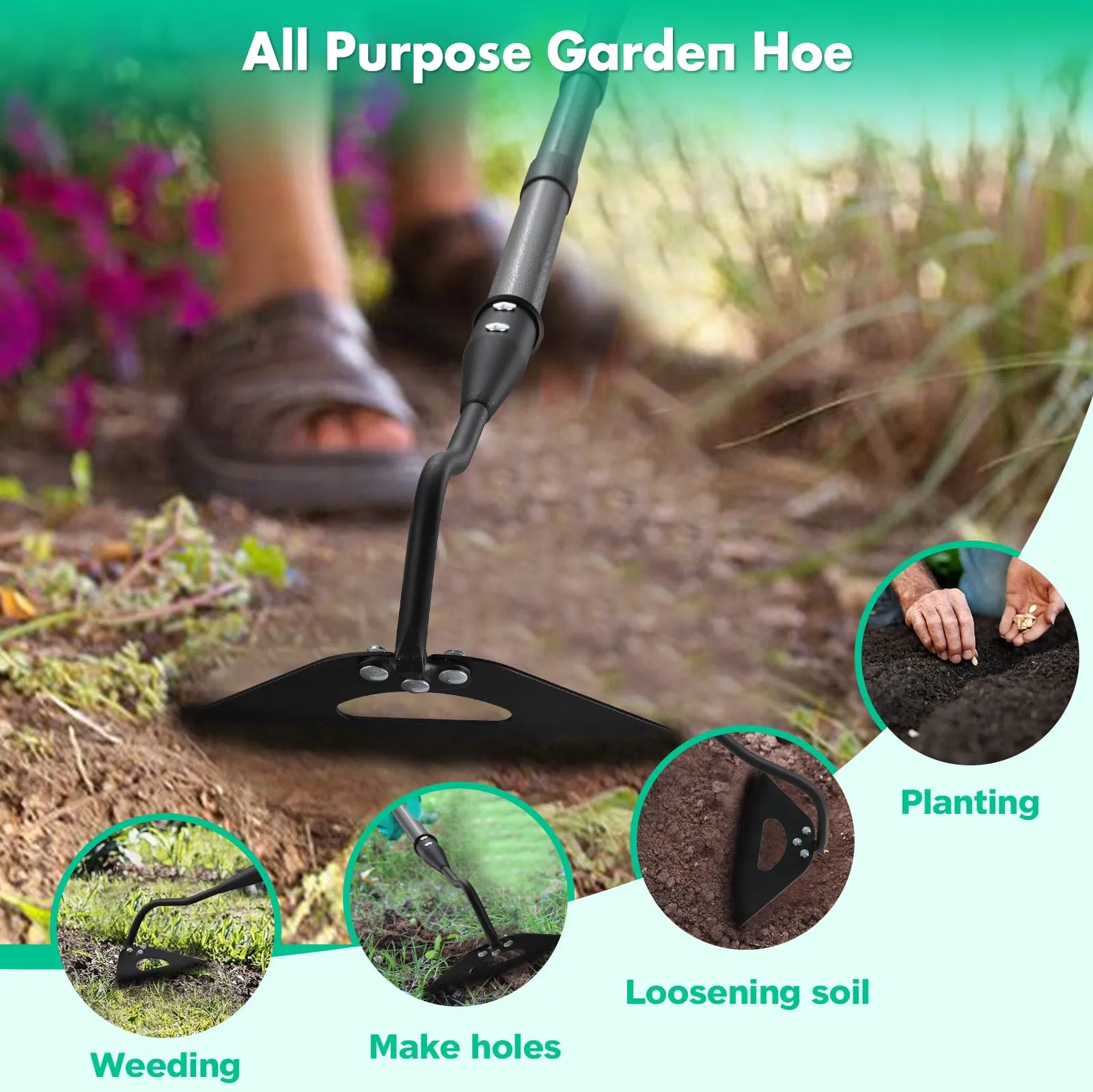 Factory Outlet Long Handle Harded Hollow Hoe 55 polegadas Garden Ferramenta