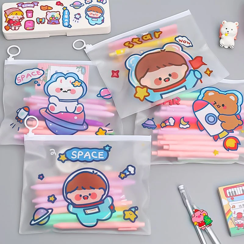 Transparent File Bag Pen Bag Kawaii Stationery Large Capacity Documents Bag