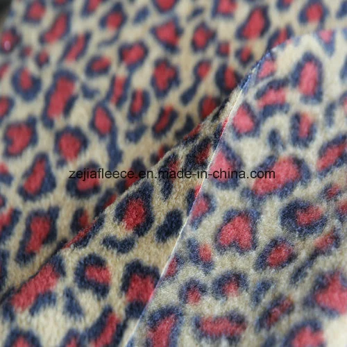 Leopard Print Polar Fleece with 2 Sides Brush and 1 Side Antipilling