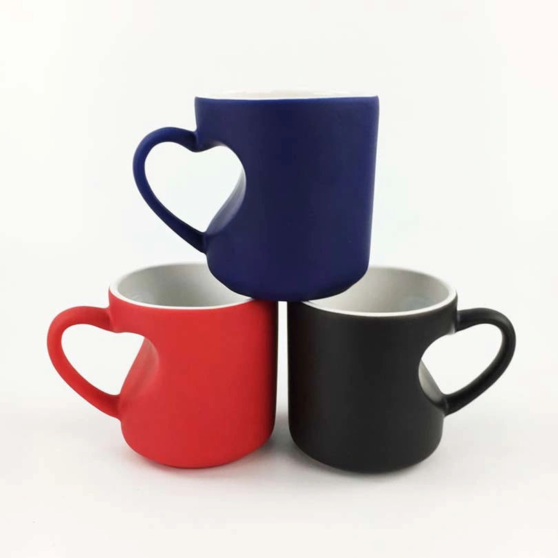 Heart Shape Matte Color Changing Ceramic Magic Mug for Sublimation Printing (Red color)