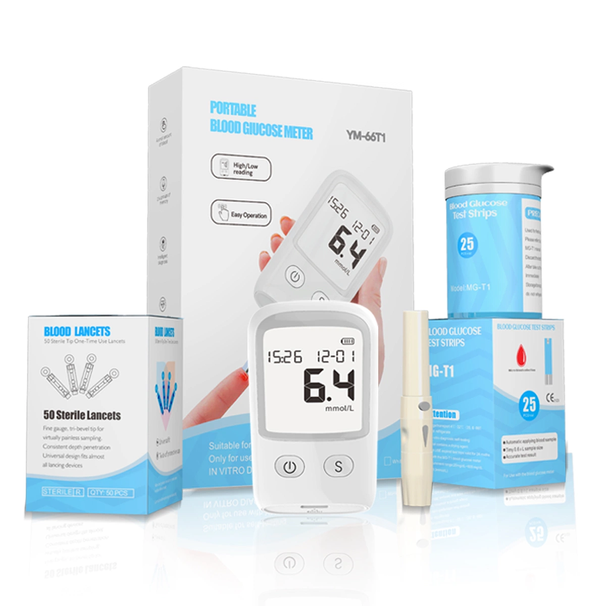 Factory Wholesale/Supplier Blood Testing Blood Glucose Meter with Strips