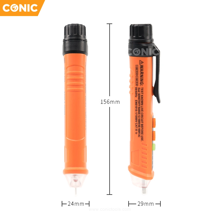 La sensibilidad de doble contacto Prueba de tensión de CA no Pen con linterna LED