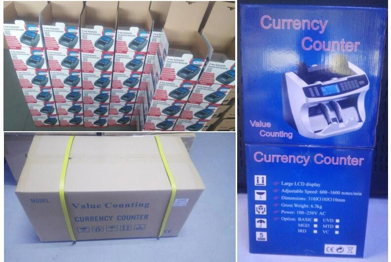 USD en efectivo Mini orientaciones 4 Euro USD contando a la luz UV Conteo de billetes de moneda falsa Detector de dinero de la máquina