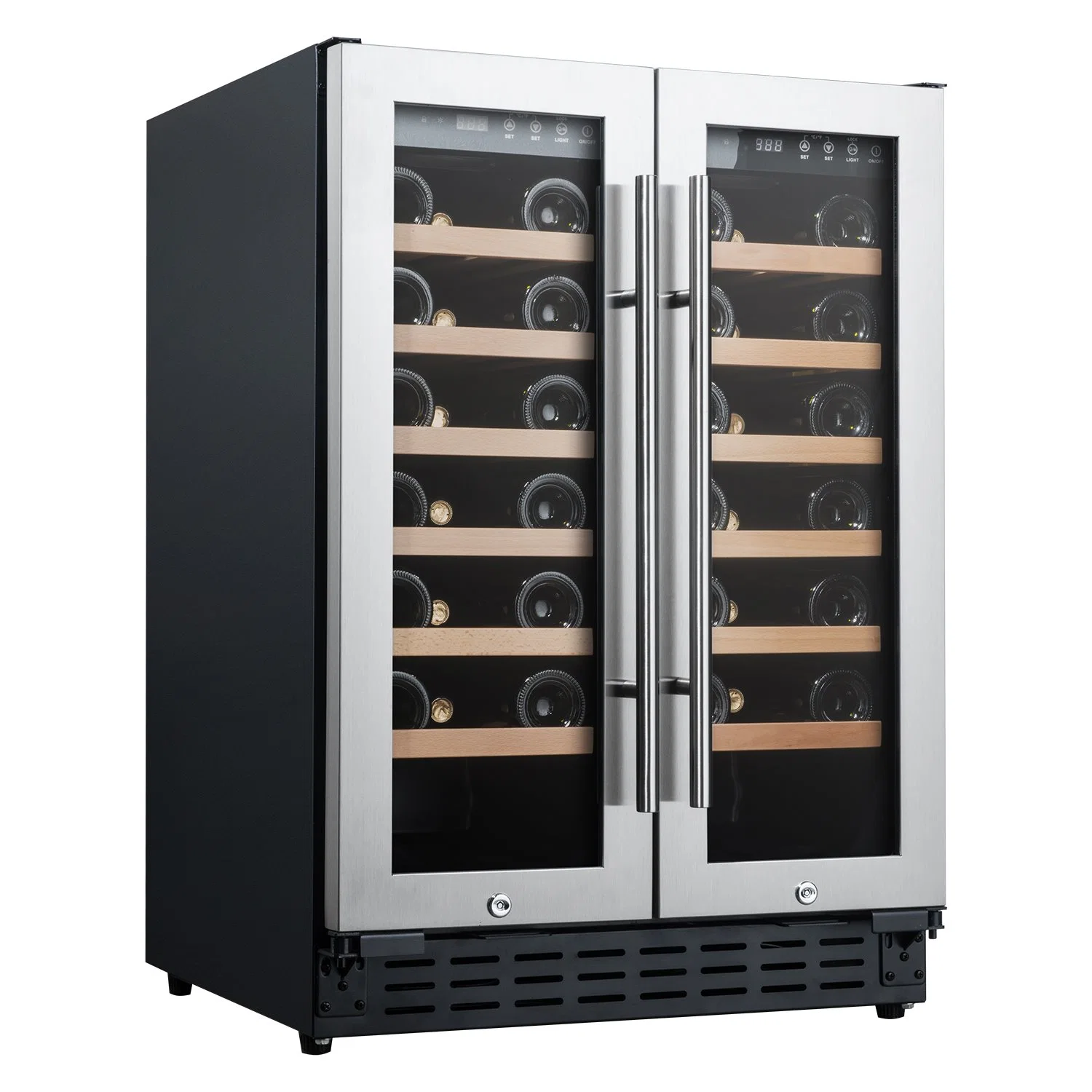 Two Zones 42-Bottle Electric Wine Cooler Dispenser Fridge Wine Cellar Refrigerator