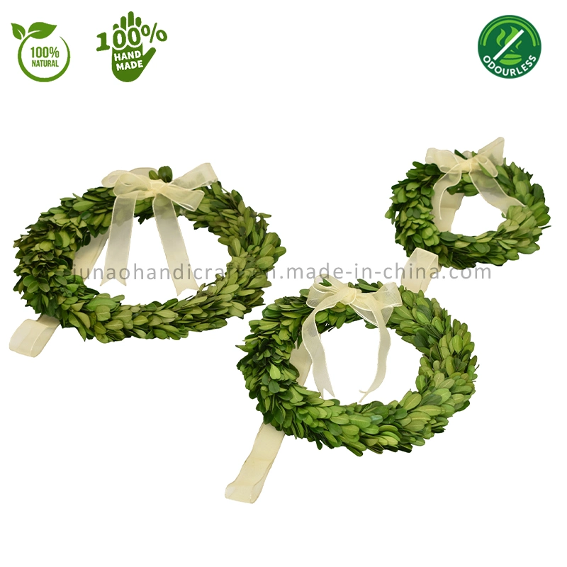 100% Real Natural Preserved Boxwood Wreath S-M-L Set of Three Door Wall Window Hanging Evergreen