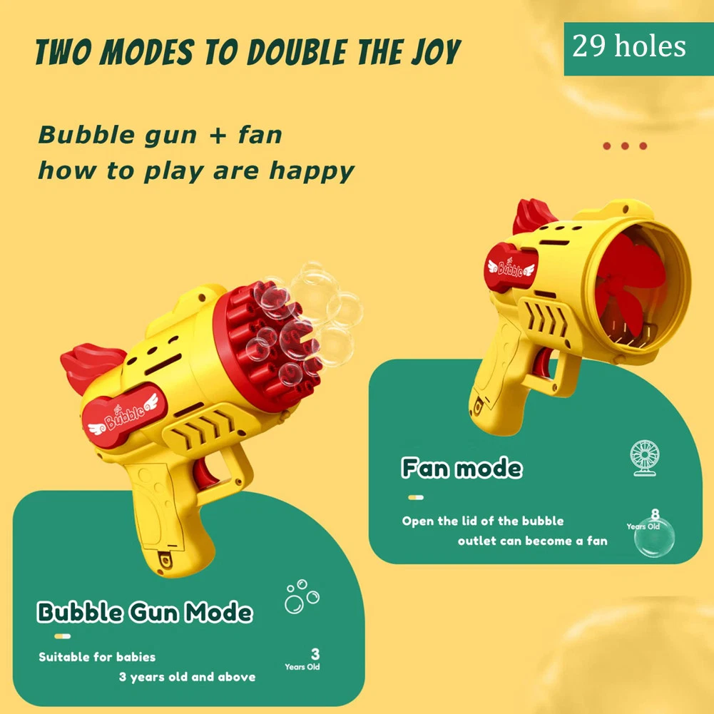 Pistolet à bulles savon automatique électrique Rocket Bubbles machine enfants portable Fête extérieure jouet à DEL souffleur jouets cadeaux pour enfants