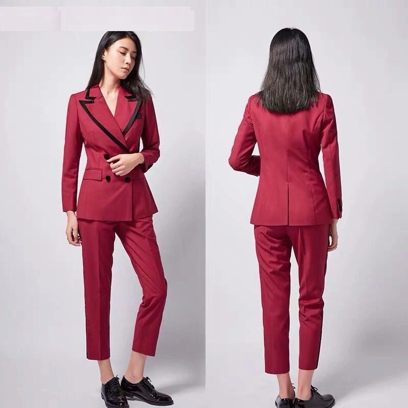 Low Price Wool Notch Lapel Custom for Lady Bespoke Mtm Women Suit