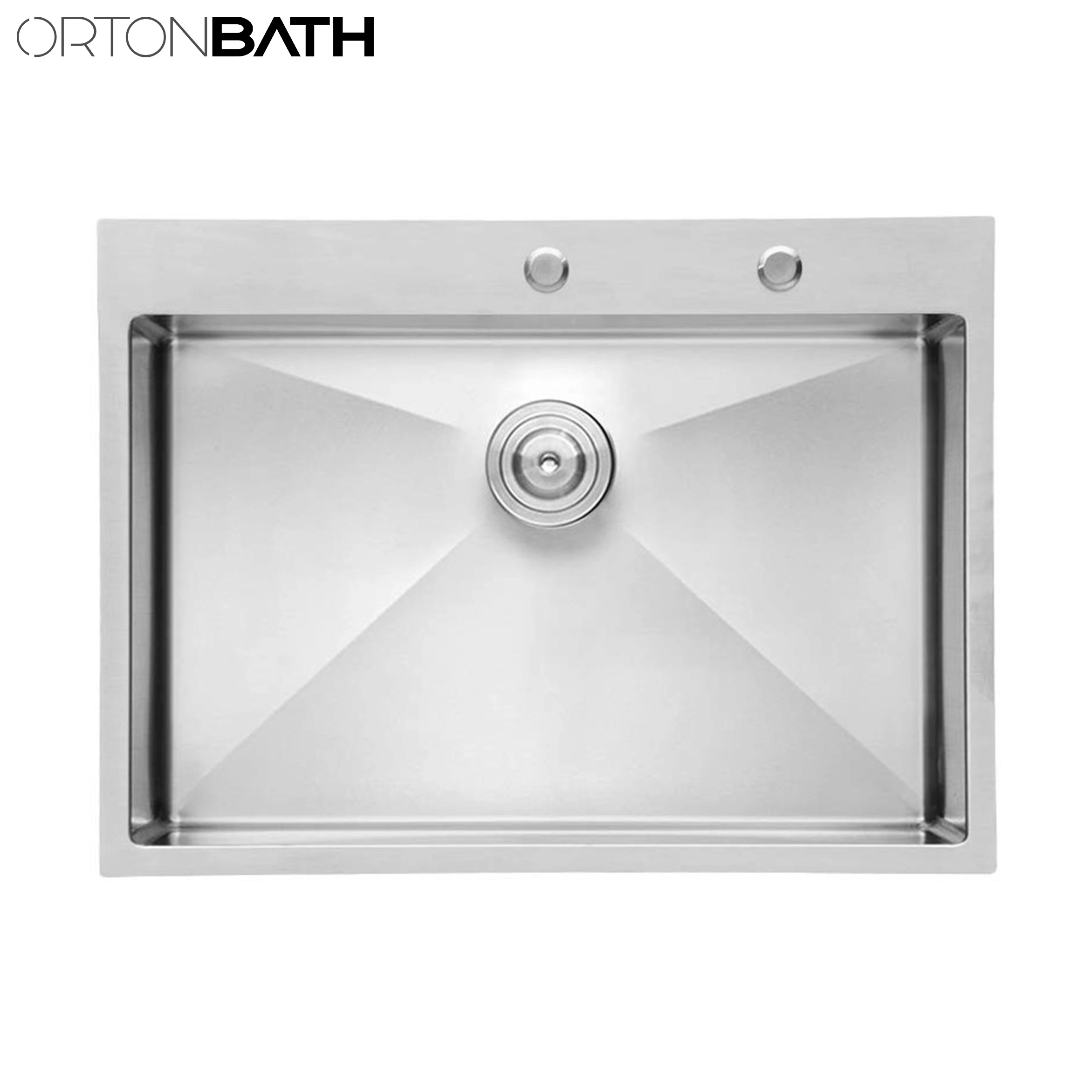 Ortonbath Large 304 Stainless Steel Rectangular Handmade Kitchen Top Mount Sink Catering Single Bowl with Drainer Set