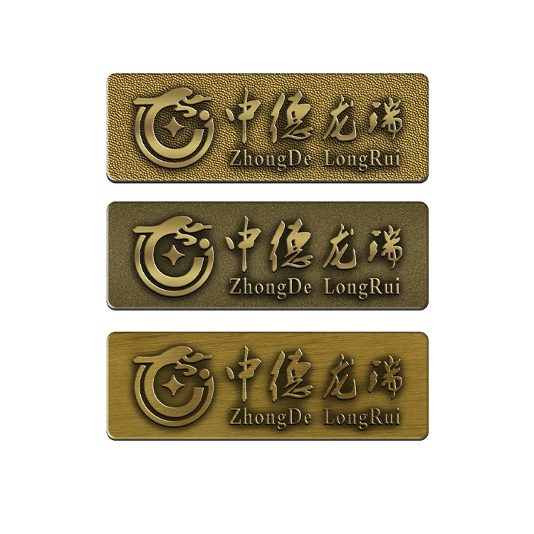 Copper Etched Embossed Engraved Furniture Kitchen Door Fashion Clothing Handbag Shoes Product Metal Label Appliance Plate Company Logo Name Pin Tag