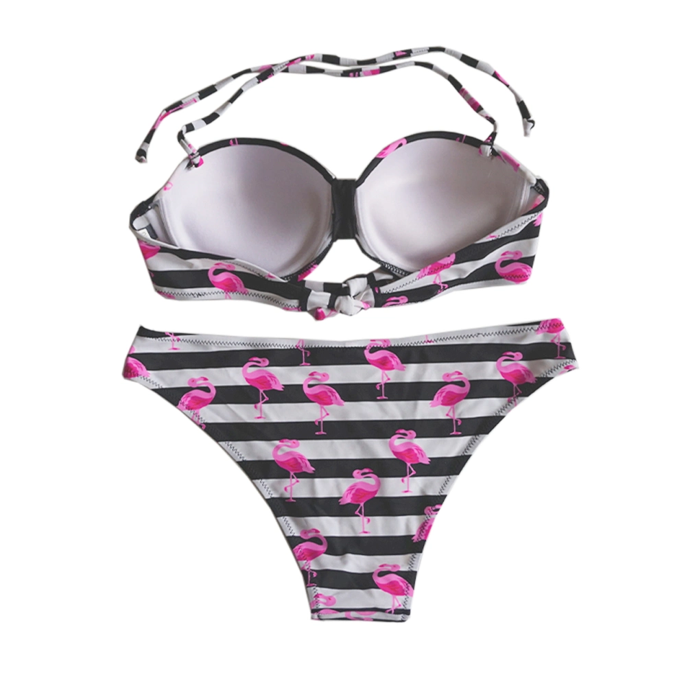 Baja MOQ Logotipo personalizado Halter Push up Flamingo Bikini de impresión