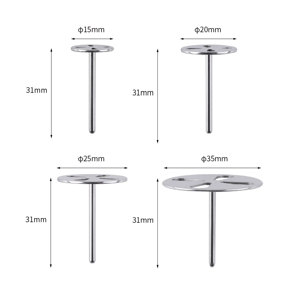 Self Cooling 15mm to 35mm Disc Pedicure Stainless Steel Metal Auroclavable Sanding Mandrel Disk