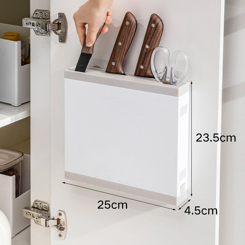 Japanese Style ABS Wall Mounted Knife Storage Rack with Drain Tray