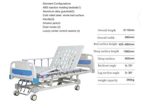 Manual 2crank Medical Plastic ABS Hospital Bed
