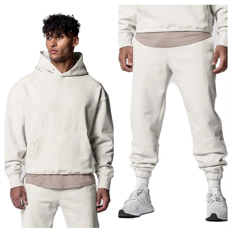 Custom 100% algodón pantalones de chándal y conjunto de sudadera con capucha Tracksuits