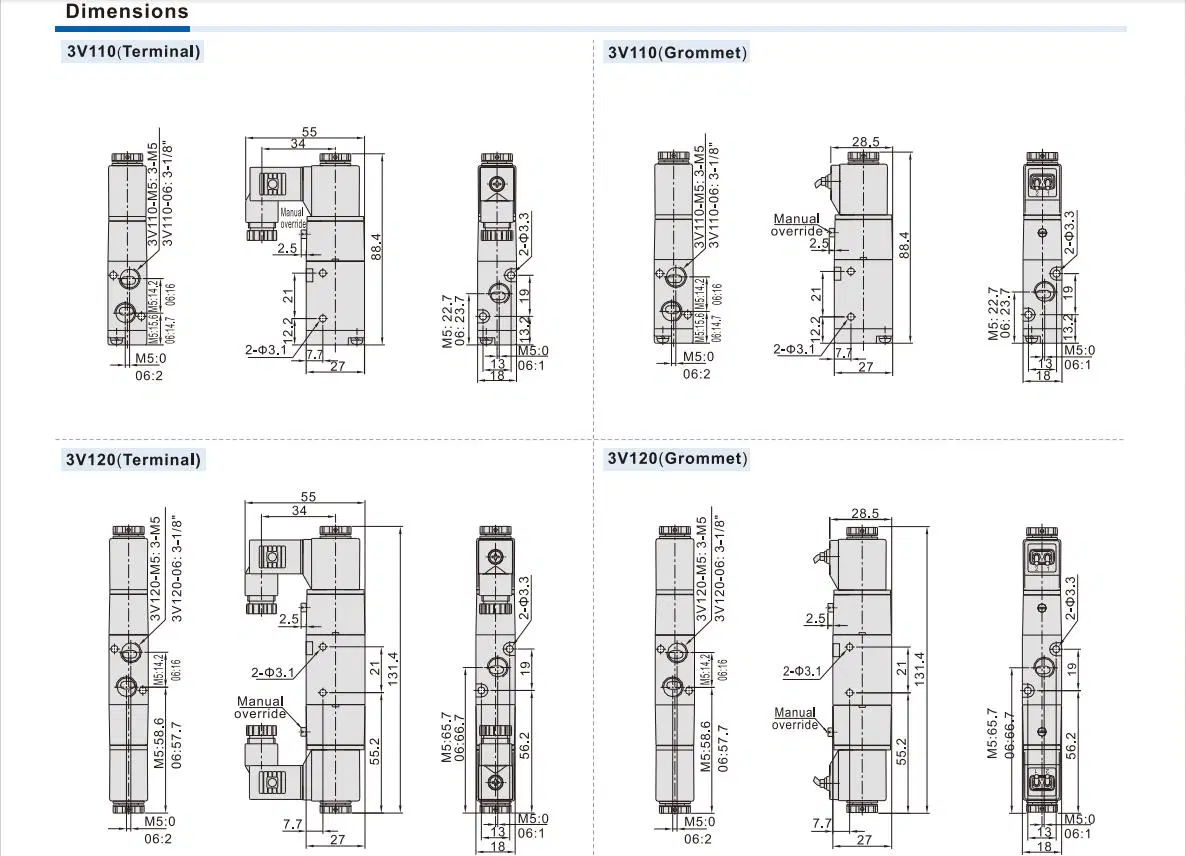 3V110-06 Solenoid Valve Two-Position Three-Way Pneumatic Reversing Valve Solenoid Control Valve Wholesale/Supplier