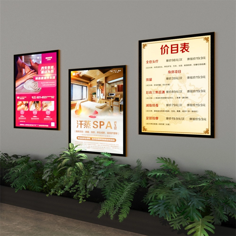 Lightbox Window Display Aluminum Poster Frame Snap Ultra Thin Advertising Metal Lighting LED Light Box