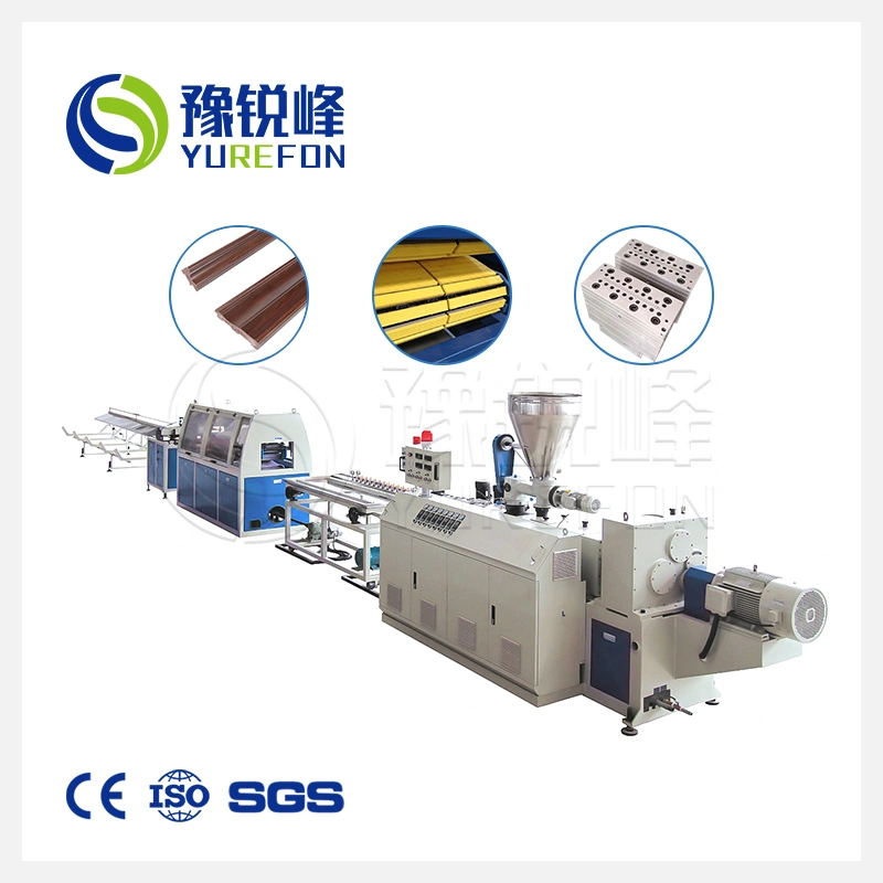 2023 New PVC Wood Color Plastic Skirting Board Wall Base PVC Material Baseboard Making Machine for Indoor Decoration