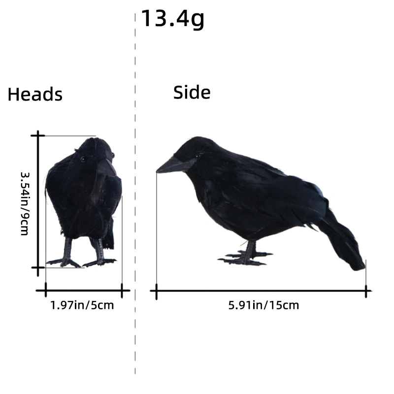 Halloween Simulation Feather Crow Tabletop Decoration Photography Props Garden Bird Holiday Supplies