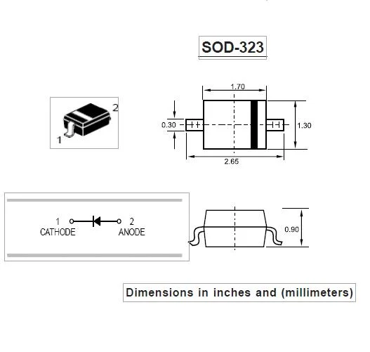 1SS355 SOD-323 رمز تبديل الإشارات الصغيرة على السطح