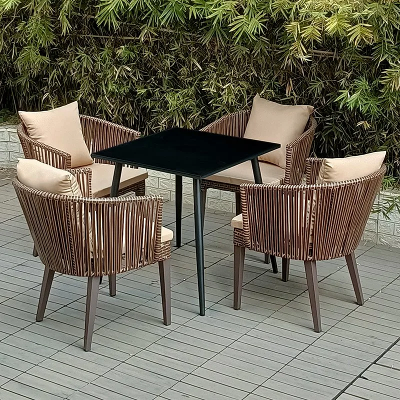 Hochwertige Gartenmöbel Hotel Wicker Chaise Lounge Chair Rattan Patio Gartenstuhl Outdoor Rattan Metallstuhl Patio Garten Rattan Metal Coffee oder Dining