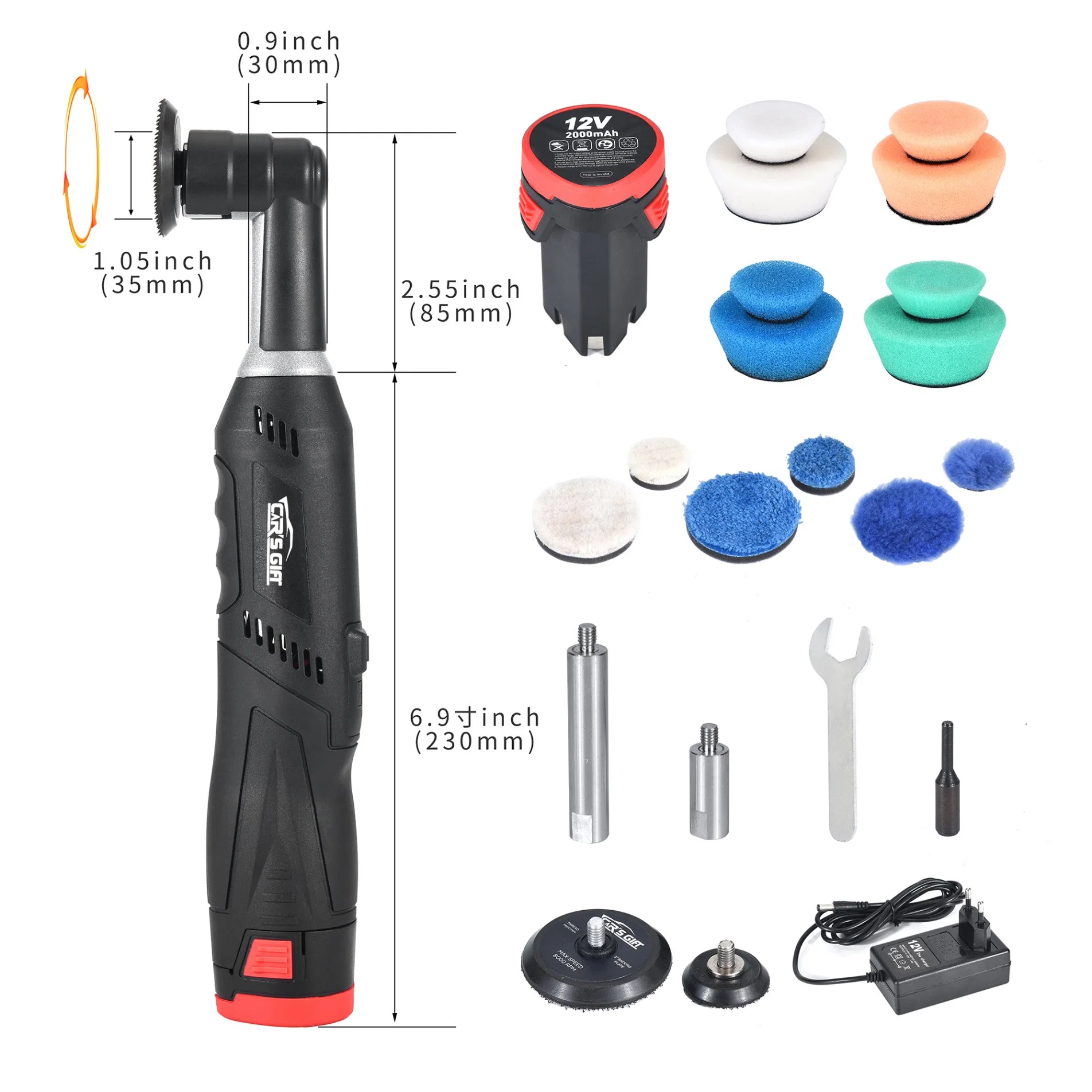 Car's Gift Buffing/Auto/Electric/Cordless/Rotary/Dual Action Car Polisher with Polishing Pad/Compound