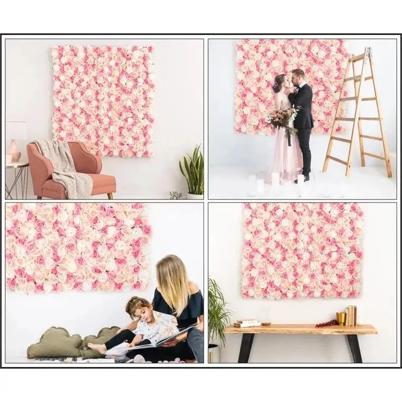 Hot Selling Hot Pink Flower Wall Wedding Flower Wall Backdrop Artificial Flowers for Wall Decoration