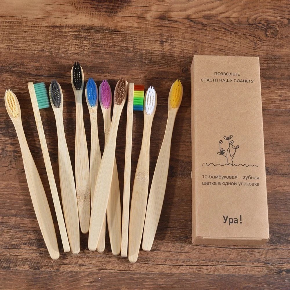 10PCS Colorful Bamboo Toothbrush Set Soft Bristle Bamboo Toothbrushes Dental Oral Care