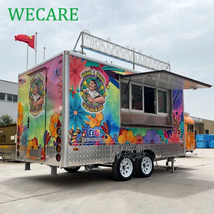 Wecare Remolque de comida Dining Car Street Venda suco de frutas Pastelaria Ice Cream Food Truck Trailers Mobile Food totalmente equipados