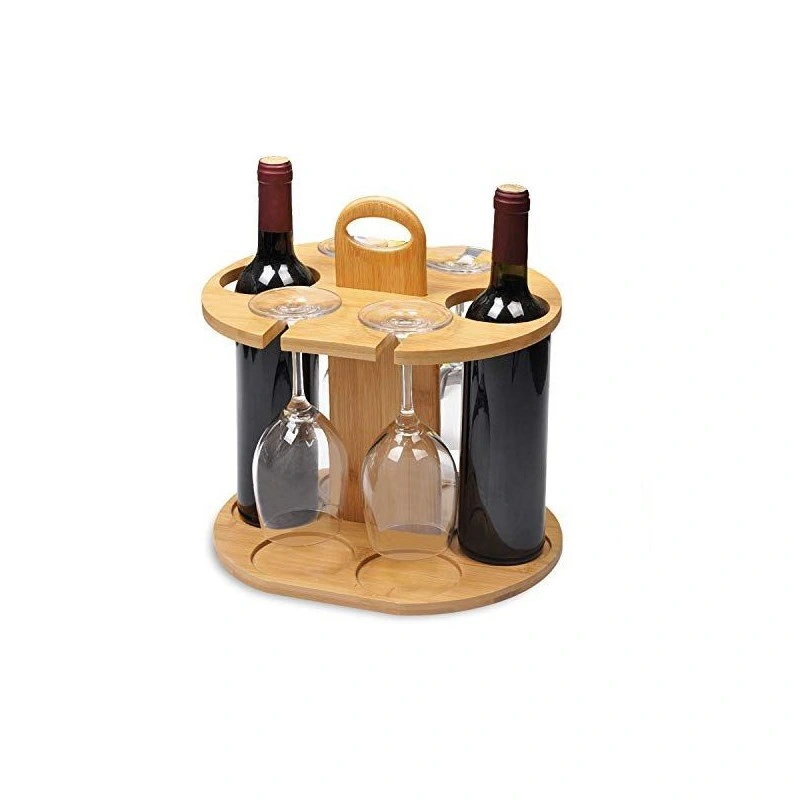 Natural Bamboo Wine Rack Assemble Wine Glass Holder