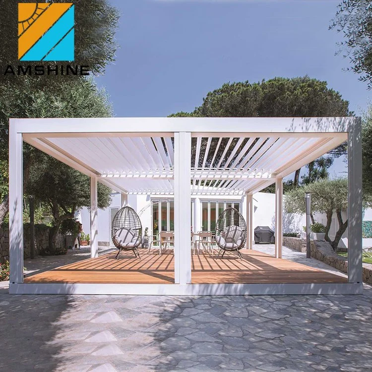 3X4 de la temporada cuatro motorizados bioclimática soportes sombra mirador al aire libre comercial moderno Hardtop de aluminio de las luces del techo de Louvered pérgola para la venta personalizado