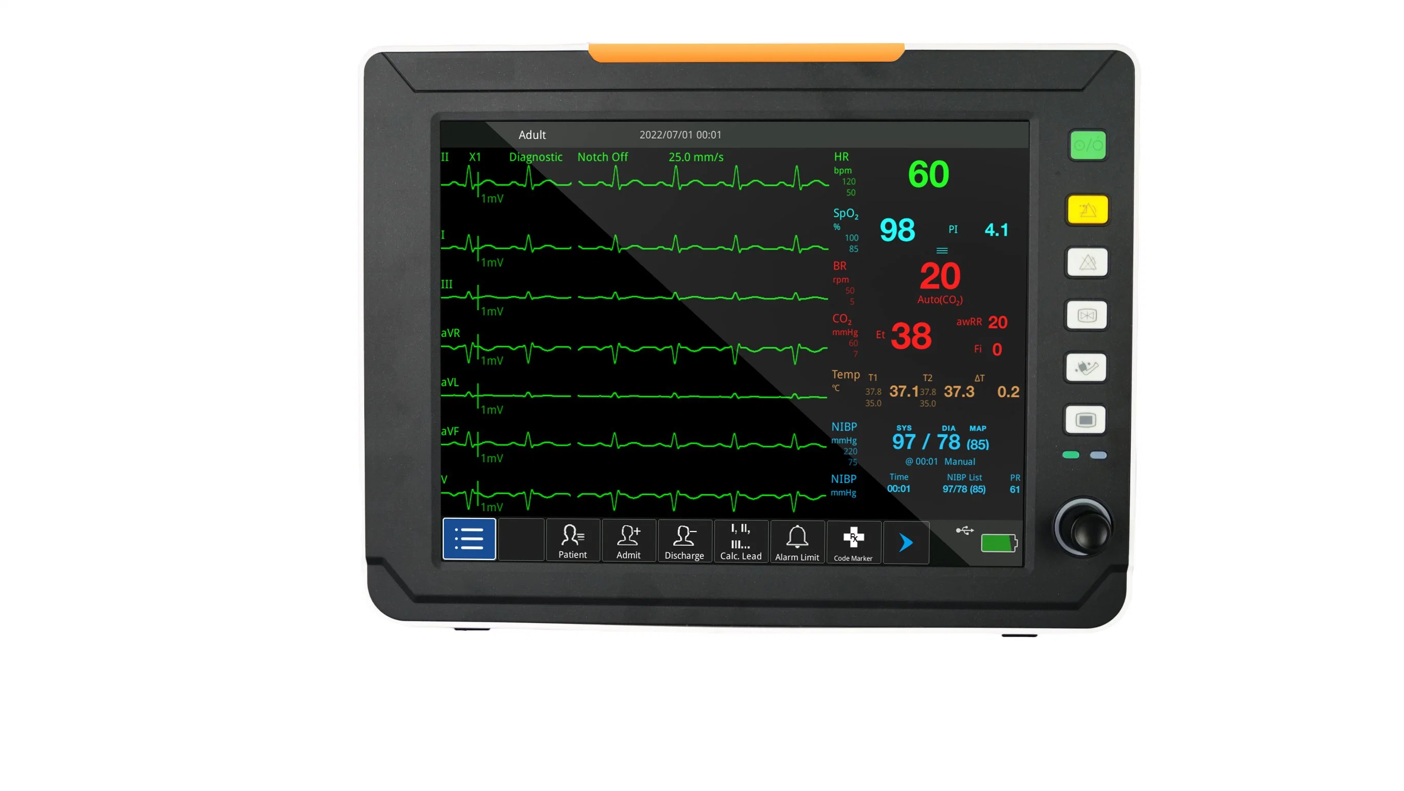Handheld Medical ECG Multi-Parameter Monitoring System Hospital Vital Sign NIBP Portable Patient Monitor Price with CE/ISO Certificate