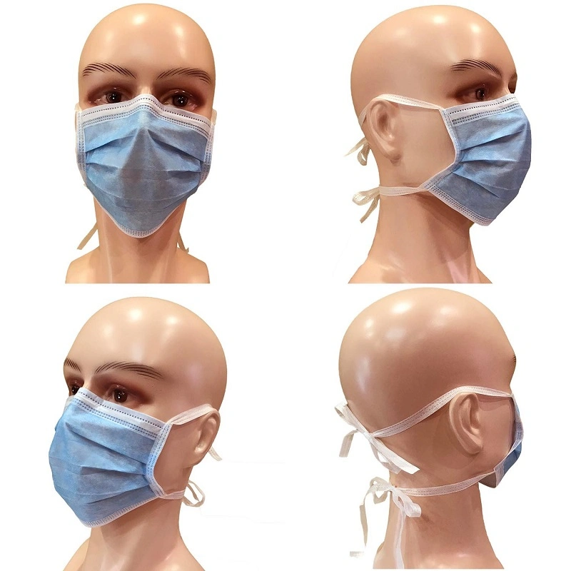 Medical Supply Wholesale/Supplier 3 Ply Non-Woven Fabric Tie-on Protective Safety Surgical Face Mask Tie