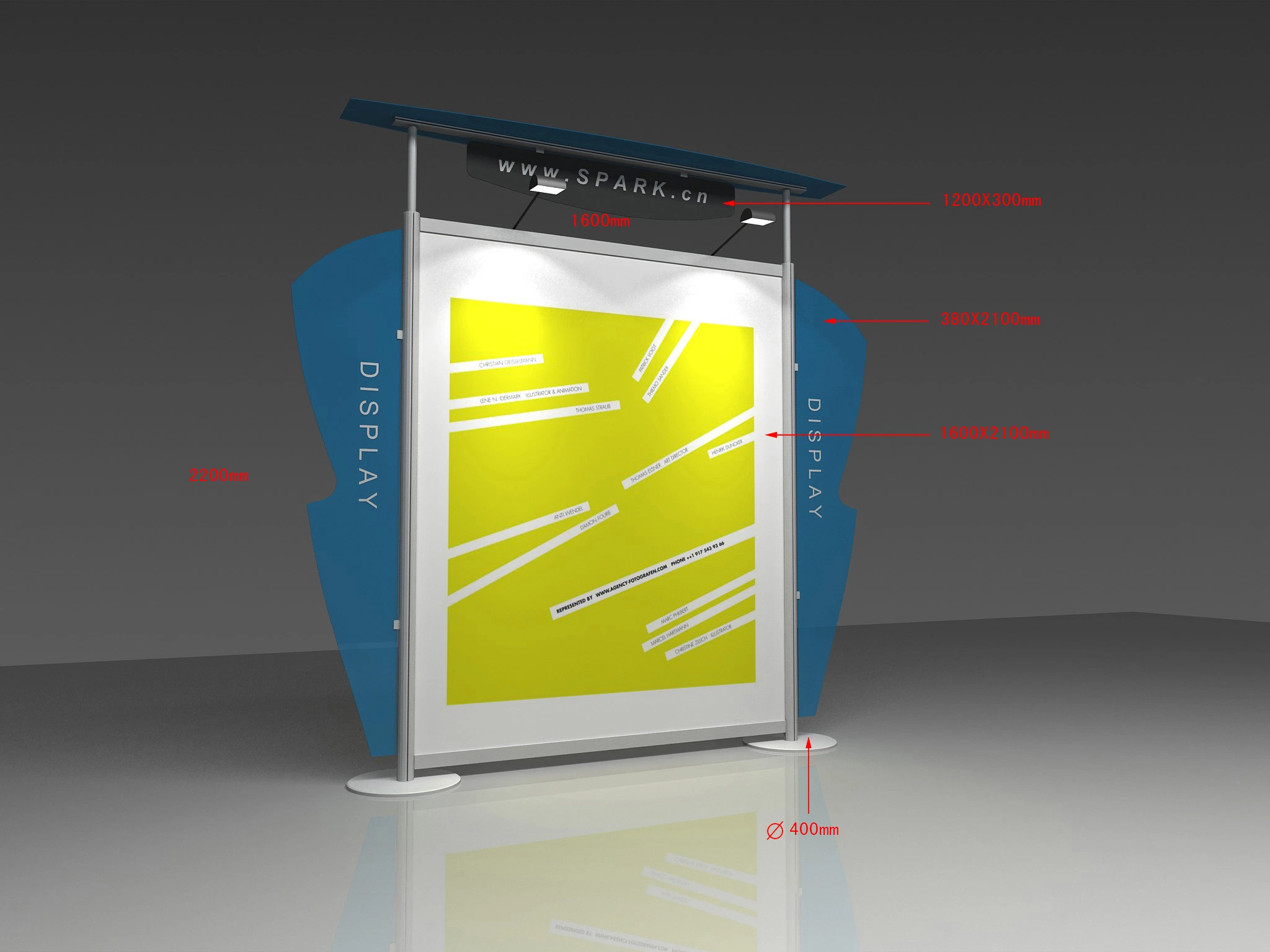 Exhibiting Aluminum Display Banner Stand with Two A4 Holder