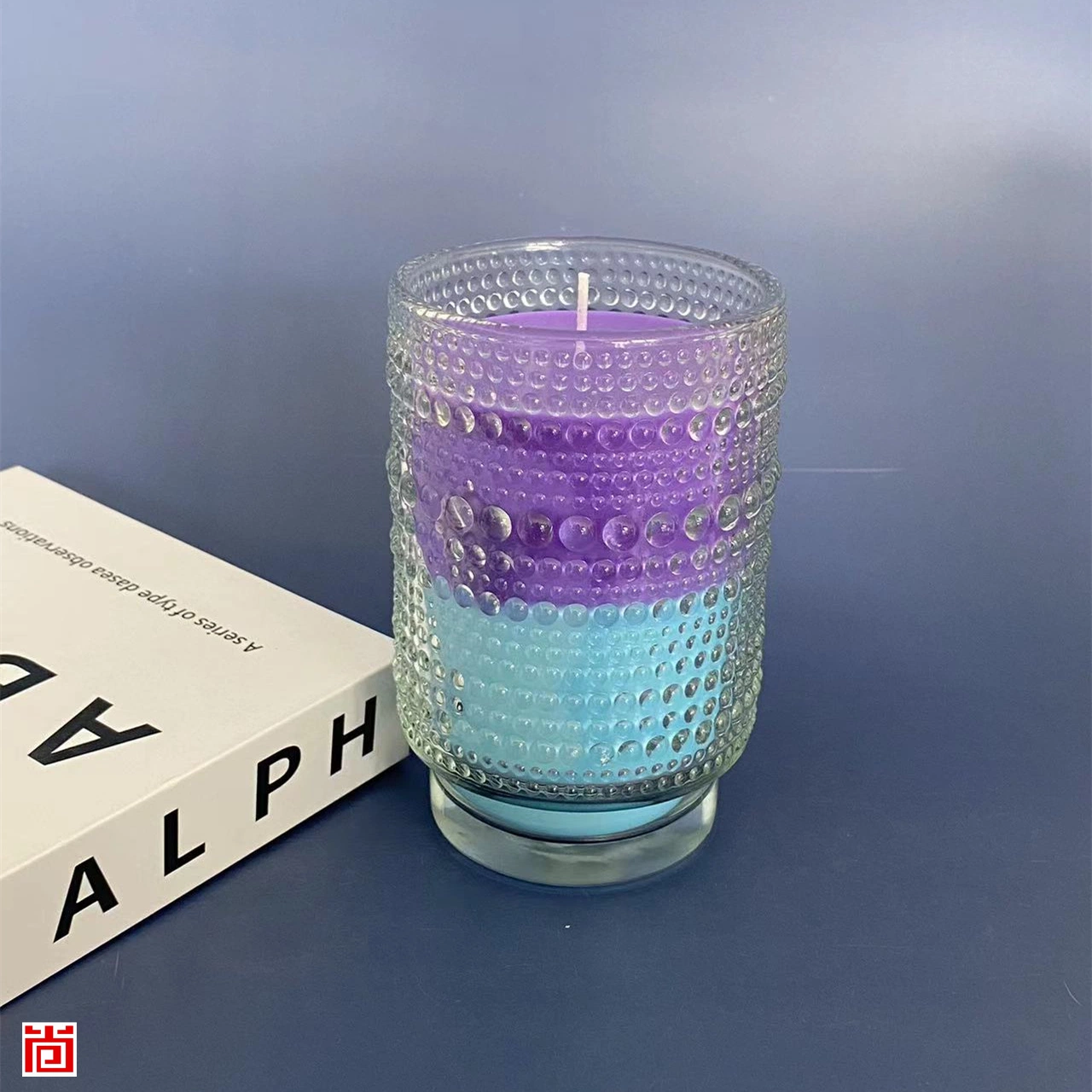 12.5oz Glass Candle Holders with Marvellous Patterns in Three Color Wax