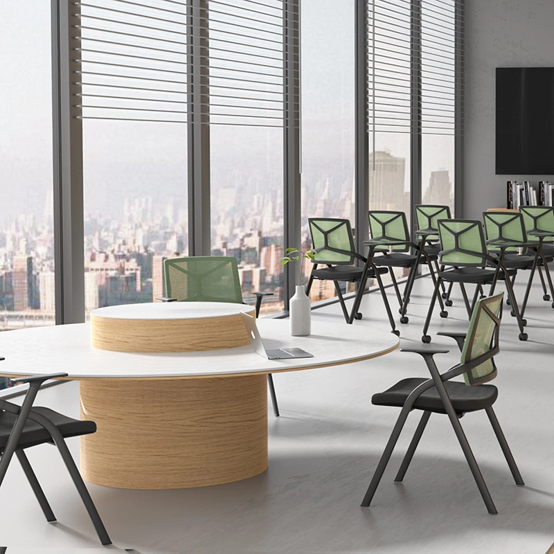 H04 Nuevo Diseño destacados formación plegable sillas con ruedas mesa escritorio Silla de estudio de la Oficina de hierro Salón Muebles de oficina