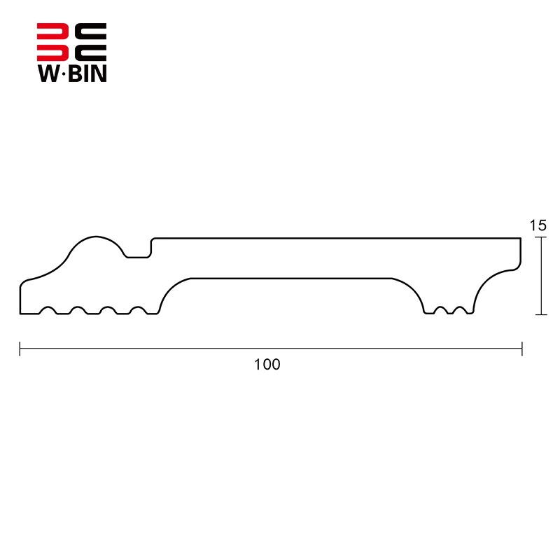 2023 Nueva llegada PT25 100*15mm PS Skirting White Baseboard Decorativo Material con recubrimiento de PVC OEM personalizado